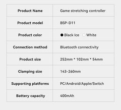 Black BSP-D11 Stretching Wireless Game Controller For SWITCH/Android/Apple IOS Tablet For PS3/PS4/XB