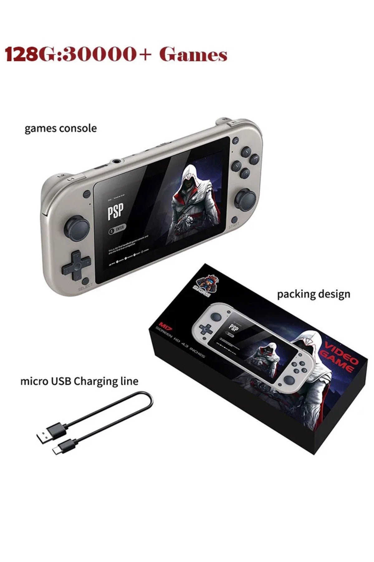 Choice US 128G M17 Handheld Video Game Console 64G 128G Open Source Linux System 4.3inch Screen Portable Po